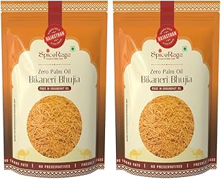 SpiceRaga Bikaneri Bhujia 1Kg | No Palm Oil | Pure Groundnut Oil | No Trans Fat | Crispy & Spicy Teatime Snack | Healthy Namkeen Moti Sev | 100% Natural Ingredients | 1000g Traditional Namkeen snacks