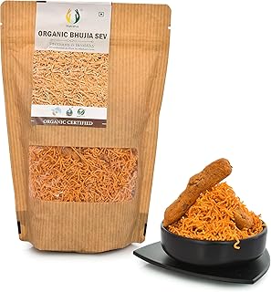 Matratva Organic Bhujia Sev Namkeen – 500 gm | Bikaneri Bhujia Sev Namkeen | Fried in Cold Pressed Groundnut Oil | Healthy Indian Snacks | Crispy & Fresh Snack | No Preservatives