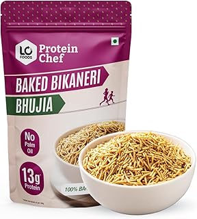 Protein Chef Baked Bikaneri Bhujia 200g| Authentic Flavor | Crunchy Bhujiya| No Palm Oil High Protein Namkeen Diet| Gluten Free Baked Snacks| Healthy Snack for Kids & Adults|