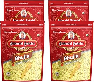 Bishanlal Babulal | Normal Bikaneri Bhujia |1.6Kg (Pack of 4, 400gm x 4) | Tasty Bhujia | Bikaneri Namkeen | No Preservatives (Bikaneri Bhujia 1.6Kg(400Gm x 4))